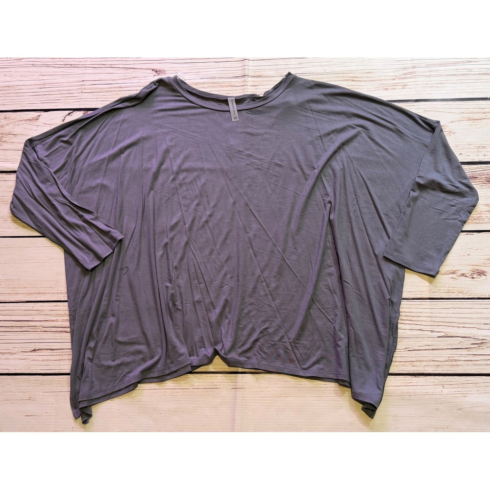 Honeyme Curvy Gray Oversized Dolman Sleeve Top Plus Size XXXL 3XL Relaxed Fit
